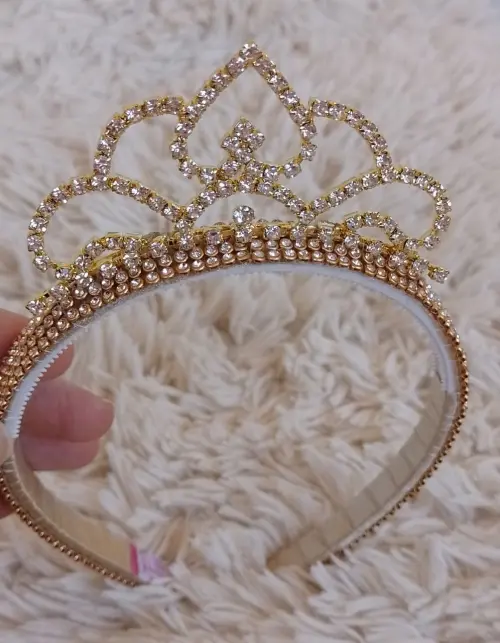 Arco tiara de luxo em strass com coroa de princesa prata ou doura