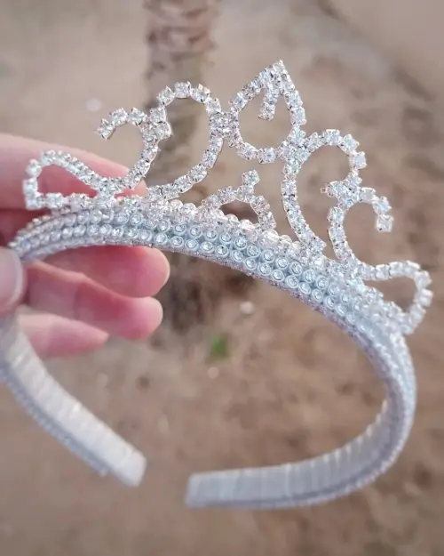 Arco tiara de luxo em strass com coroa de princesa prata ou doura