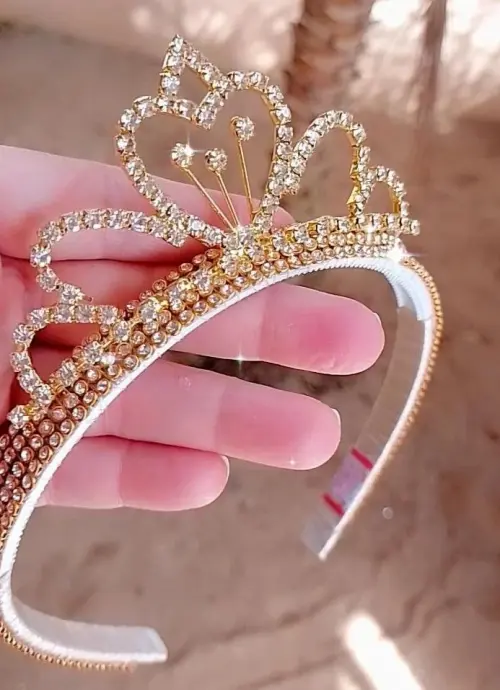 Arco tiara de luxo em strass com coroa de princesa prata ou doura