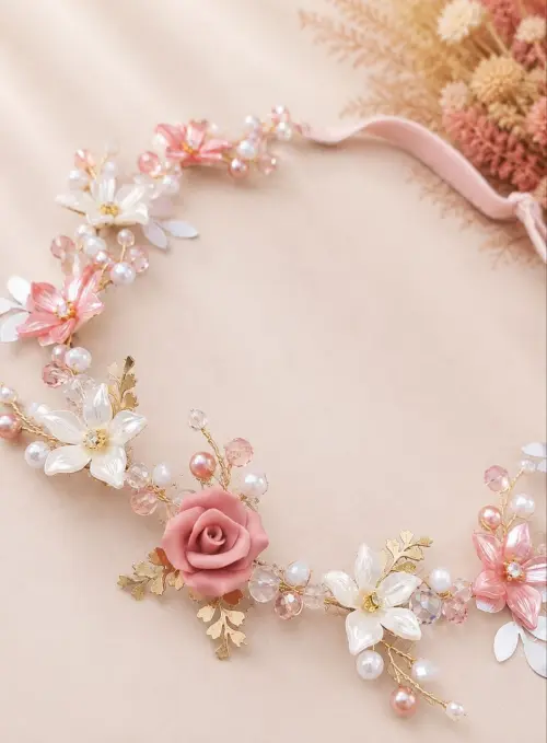 Faixa de luxo dourada bordada de flores delicada