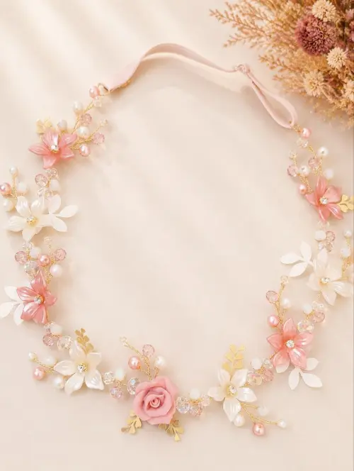Faixa de luxo dourada bordada de flores delicada