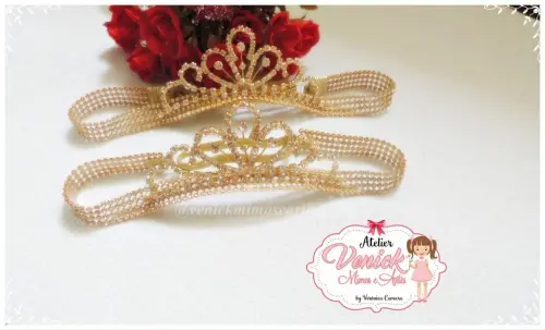 2 Faixas de luxo em strass com coroa de princesa tal mãe e tal f
