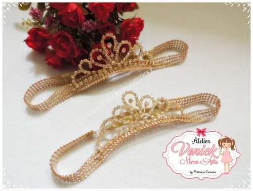 2 Faixas de luxo em strass com coroa de princesa tal mãe e tal f