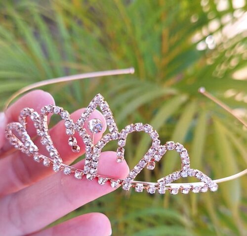 tiara de metal com Coroa de Princesa dourada