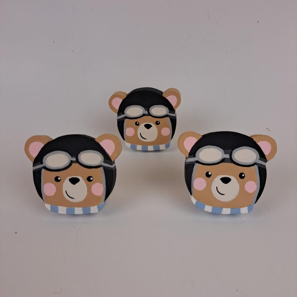 Puxador de Ursinho aviador para Decoração de Quarto de bebê