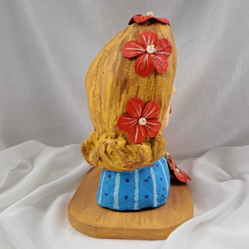 Busto em Papel Machê Feminino – Menina flor