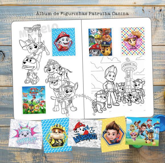20 Álbum de Figurinhas e Desenhos de Colorir Patrulha Canina