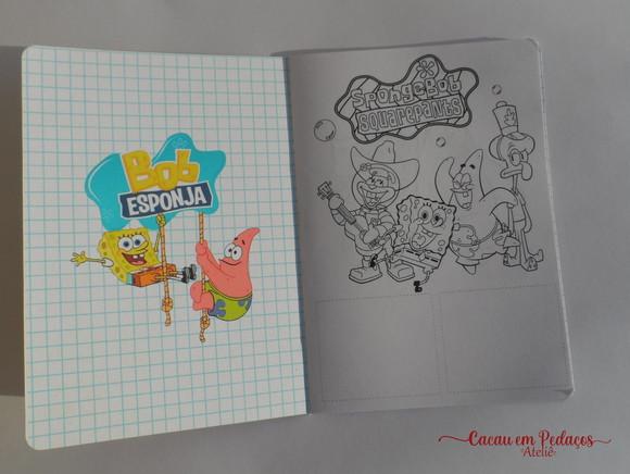 Álbum com Figurinhas Bob Esponja Desenho Colorir Aniversário