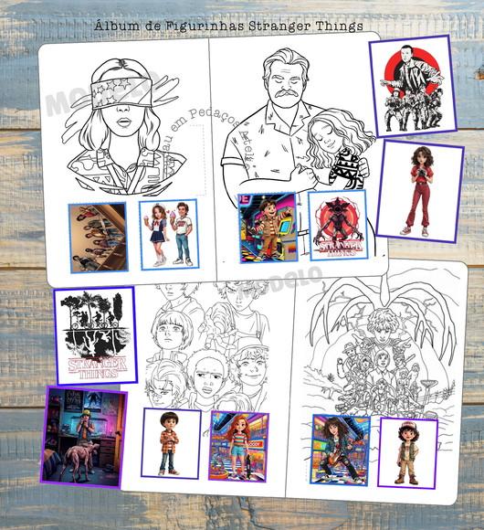 Álbum com Figurinhas Stranger Things Lembrancinha Colorir