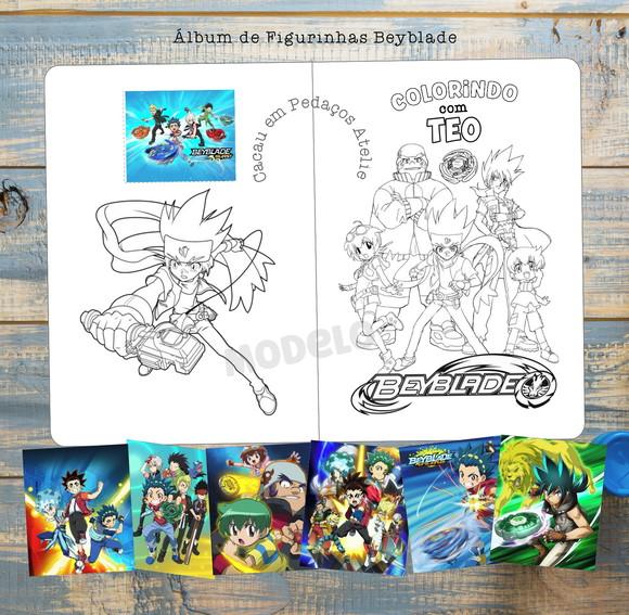 Álbum de Figurinhas Beyblade Desenhos de Colorir Festa Infantil