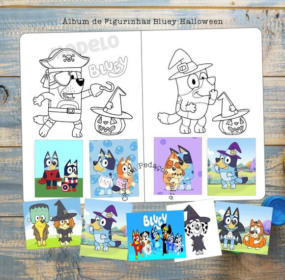 Álbum de Figurinhas Bluey Halloween Desenhos de Colorir