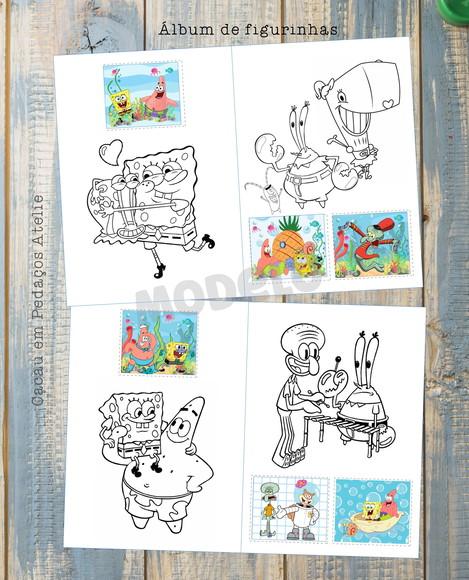 Álbum de Figurinhas e Desenhos para Colorir Bob Esponja