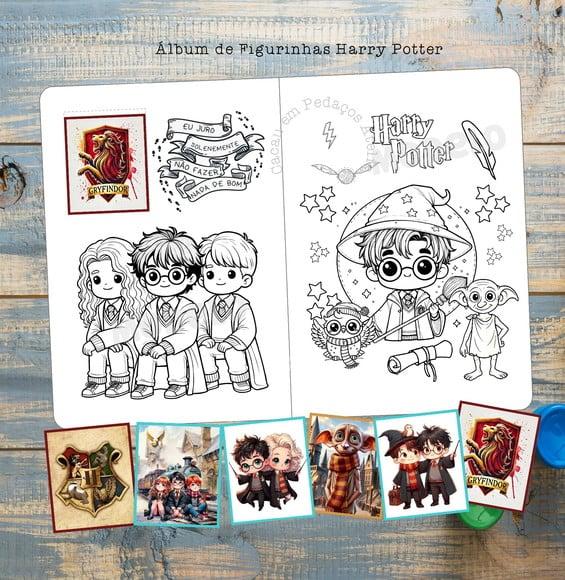 Álbum de Figurinhas Harry Potter Desenho Colorir Aniversário
