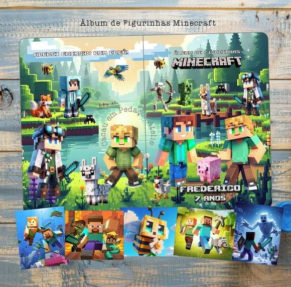Álbum de Figurinhas Minecraft com Desenhos de Colorir Festa