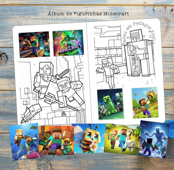 Álbum de Figurinhas Minecraft com Desenhos de Colorir Festa