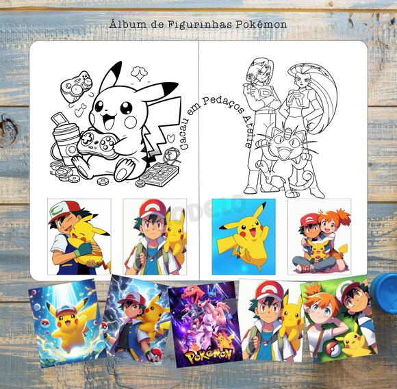 Álbum de Figurinhas Pokémon com Desenhos de Colorir