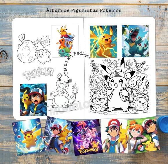 Álbum de Figurinhas Pokémon com Desenhos Colorir Aniversário