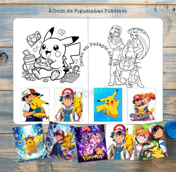 Álbum de Figurinhas Pokémon com Desenhos de Colorir