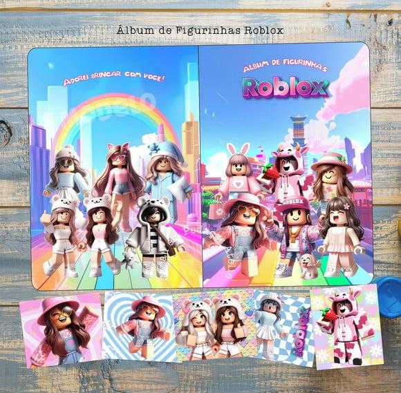 Álbum de Figurinhas Roblox Rosa Desenhos de Colorir Adesivos Fes