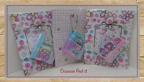 Bloco Chaveiro Post It Adesivo com 100 Folhas