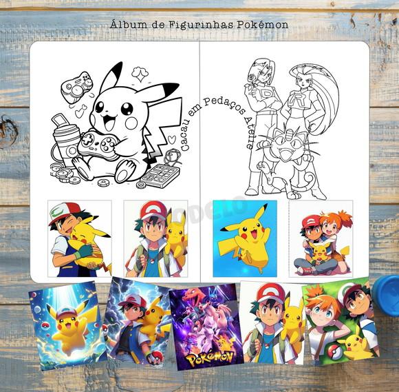 Álbum de Figurinhas Pokémon com Desenhos de Colorir