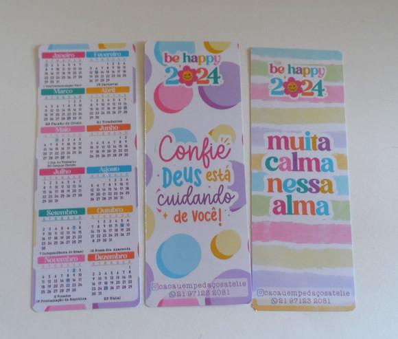 Calendário Marca Página 2024 com Mensagem Ano Novo Brinde