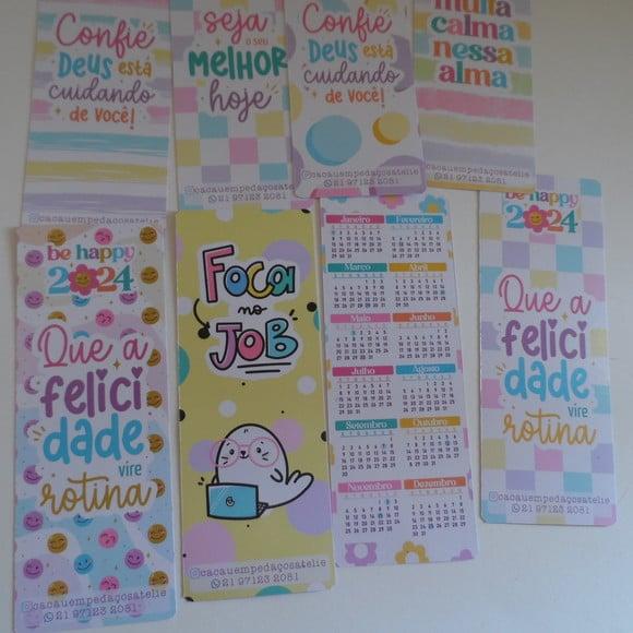 Calendário Marca Página 2024 com Mensagem Ano Novo Brinde