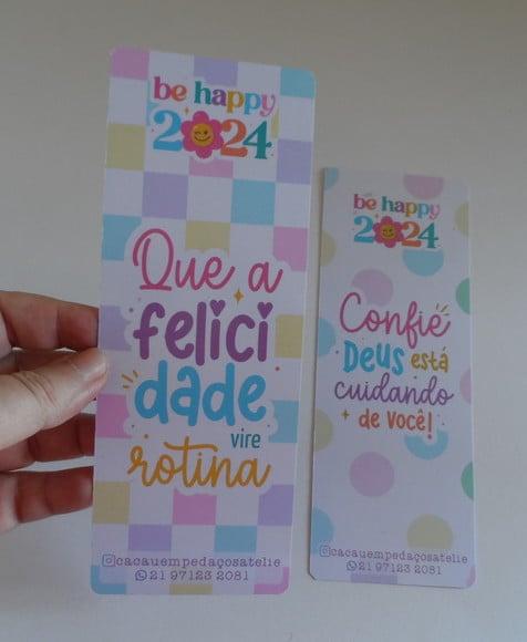 Calendário Marca Página 2024 com Mensagem Ano Novo Brinde