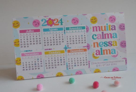Calendário de Mesa 2024 com Mensagem Ano Novo Brinde