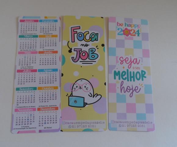 Calendário Marca Página 2024 com Mensagem Ano Novo Brinde