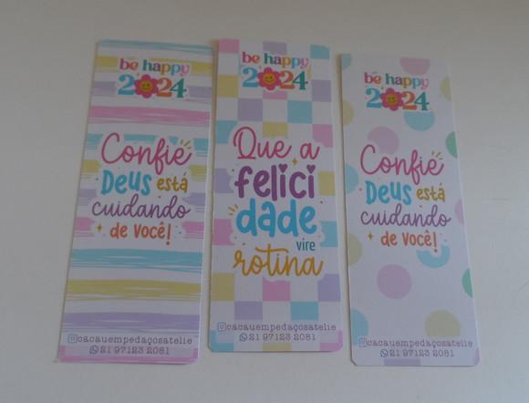 Calendário Marca Página 2024 com Mensagem Ano Novo Brinde