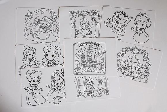 Cards Colorir Princesas + Adesivos Lembrancinha Festa