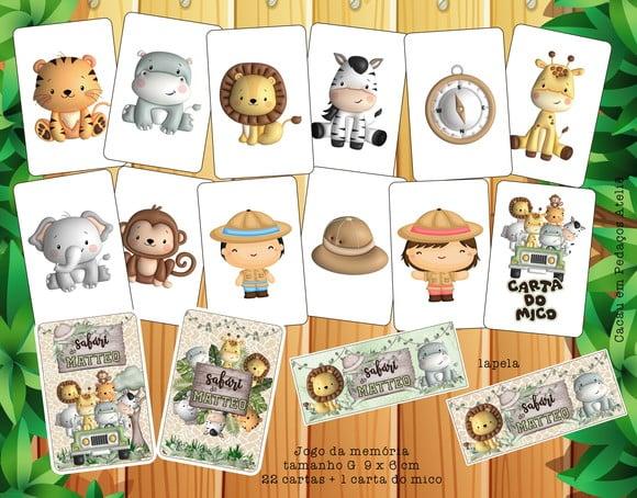 Jogo da Memória G Safári Personalizado + Carta Mico