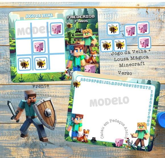 Jogo da Velha Minecraft Personalizado Monte a Lembrancinha