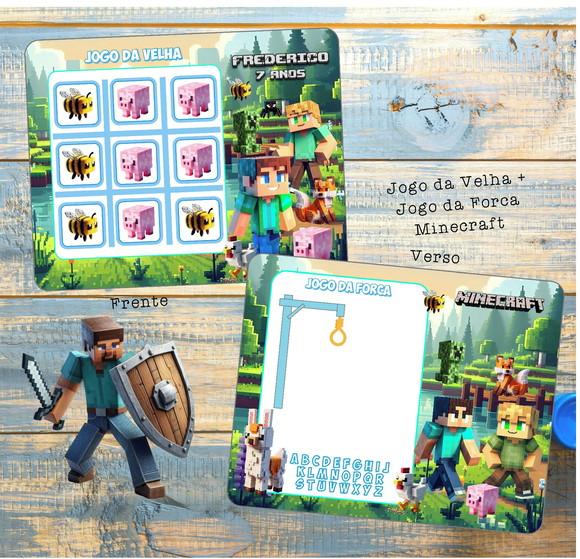 Jogo da Velha Minecraft Personalizado Monte a Lembrancinha
