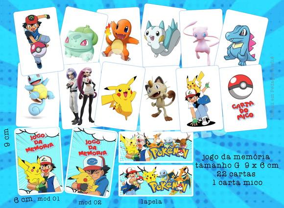 Lembrancinha Jogo da Memória Pokémon Personalizado 23 Cartas