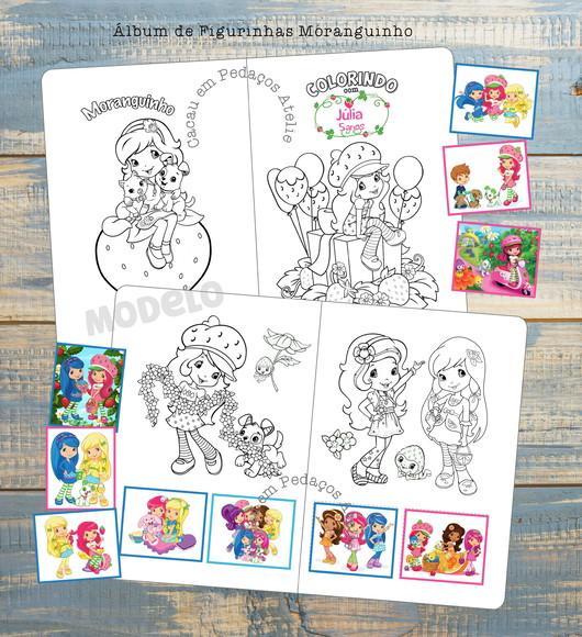 Moranguinho Álbum com Figurinhas Desenho Colorir Lembrancinha fe