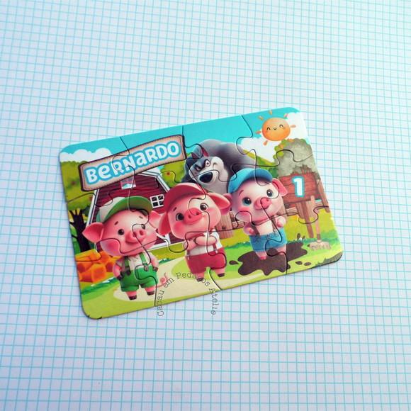 Quebra Cabeça os 3 Porquinhos 10 x 15 cm Lembrancinha
