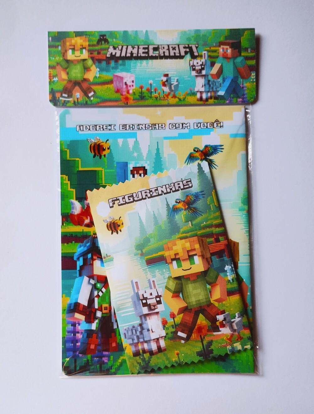 Álbum de Figurinhas Minecraft com Desenhos de Colorir Festa