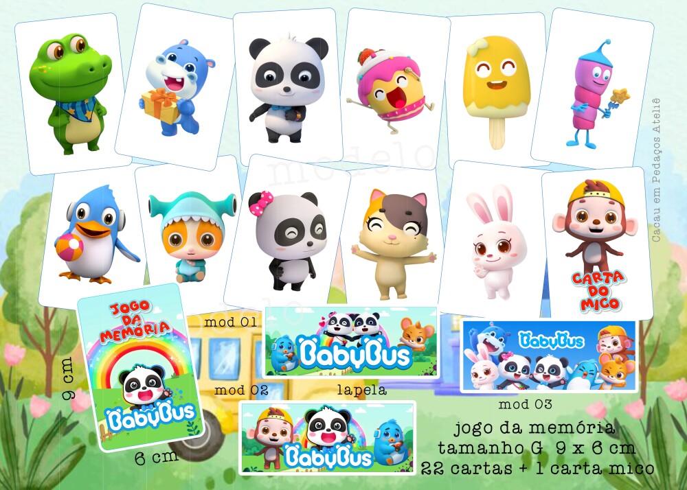 Baby Bus Jogo da Memória Personalizado 23 cartas