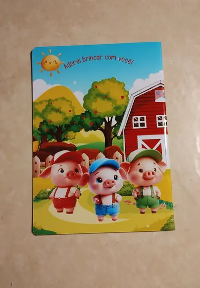 20 Álbum de Figurinhas 3 Porquinhos com Desenhos de Colorir