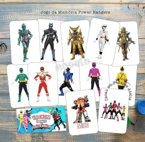 20 Jogos da Memória Power Rangers Personalizado