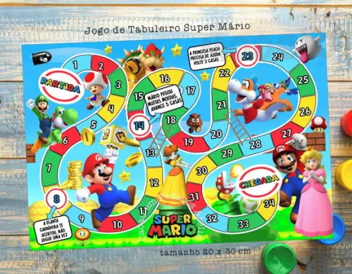 20 Jogos de Tabuleiro Super Mário Lembrancinhas