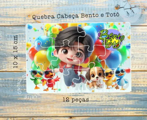 Quebra Cabeça Bento e Totó 10 x 15 cm Lembrancinha