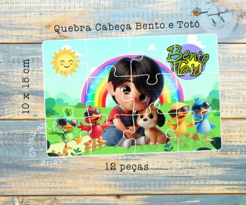Quebra Cabeça Bento e Totó 10 x 15 cm Lembrancinha
