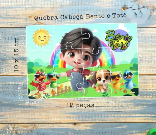 Quebra Cabeça Bento e Totó 10 x 15 cm Lembrancinha