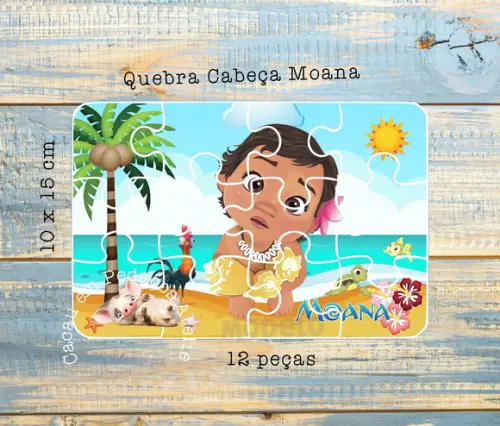 20 Quebra Cabeça os Moana 10 x 15cm Lembrancinha Aniversário