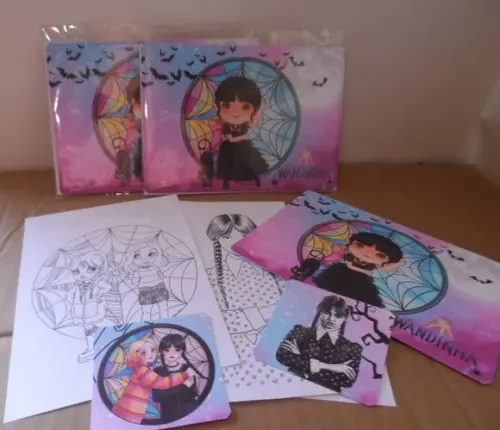 30 Kit Colorir Personalizado 10 x 15 Wandinha Dinossauros