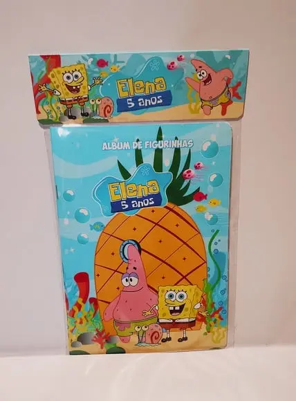 Álbum com Figurinhas Bob Esponja Desenho Colorir Aniversário