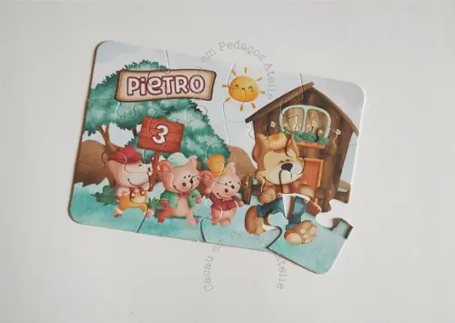 50 Quebra Cabeça os 3 Porquinhos 10 x 15 cm Lembrancinha